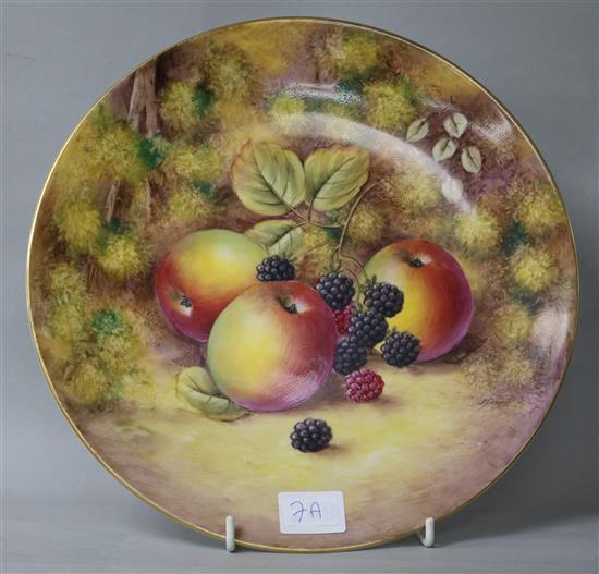 A Royal Worcester cabinet plate painted with fruit by J. Smith 27cm